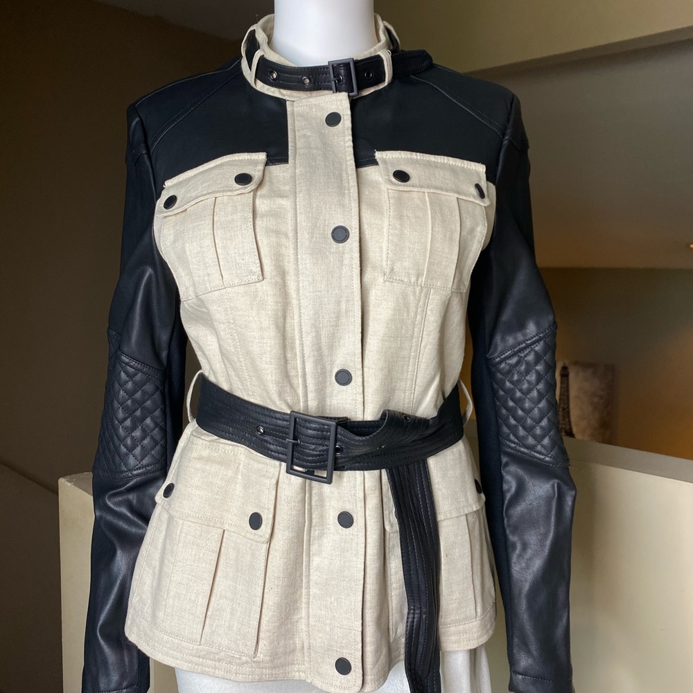 BCBGMAXAZRIA Canvas/Leather Jacket